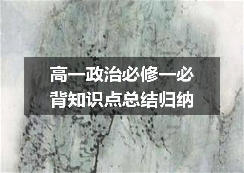 高一政治必修一必背知识点总结归纳
