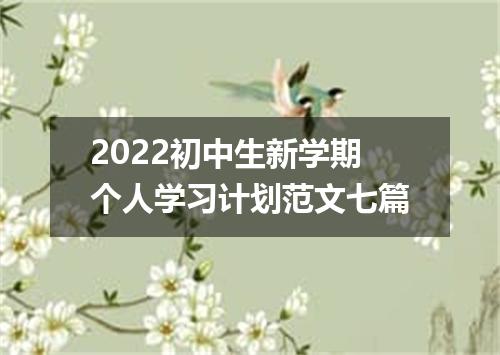 2022初中生新学期个人学习计划范文七篇