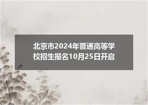 北京市2024年普通高等学校招生报名10月25日开启