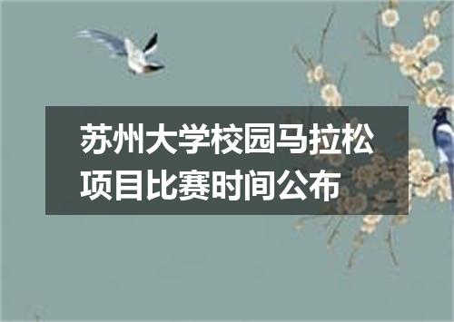 苏州大学校园马拉松项目比赛时间公布