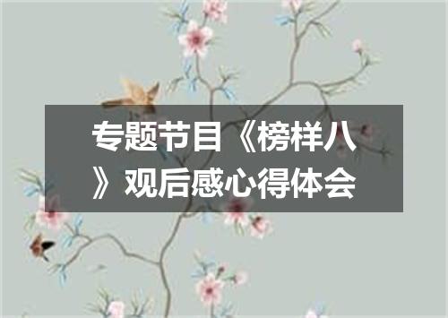 专题节目《榜样八》观后感心得体会