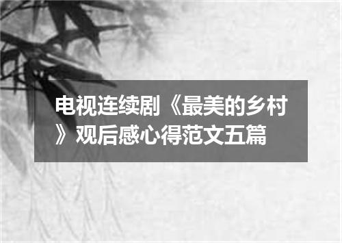 电视连续剧《最美的乡村》观后感心得范文五篇