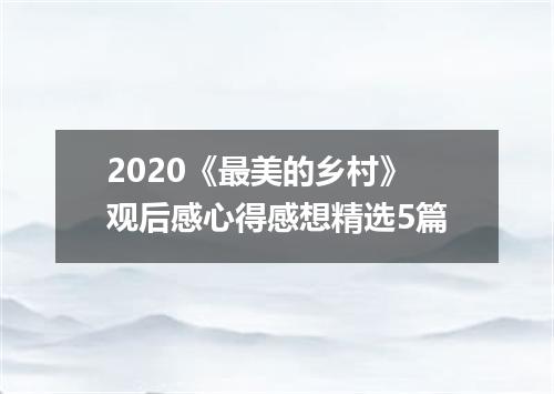 2020《最美的乡村》观后感心得感想精选5篇