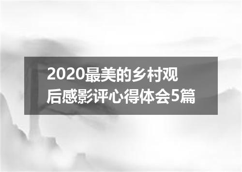 2020最美的乡村观后感影评心得体会5篇