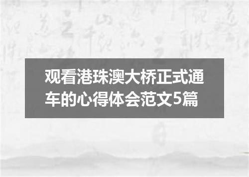 观看港珠澳大桥正式通车的心得体会范文5篇
