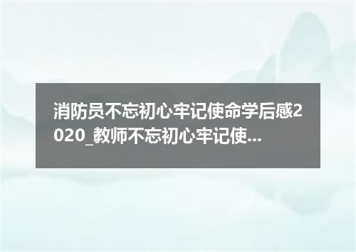消防员不忘初心牢记使命学后感2020_教师不忘初心牢记使命主题学后感5篇
