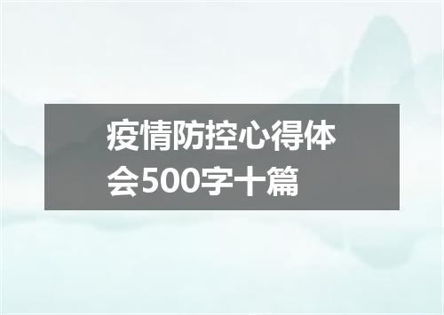 疫情防控心得体会500字十篇