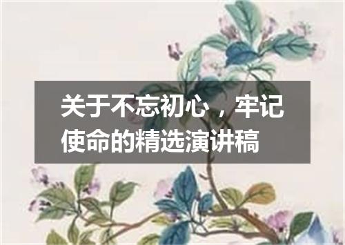 关于不忘初心，牢记使命的精选演讲稿