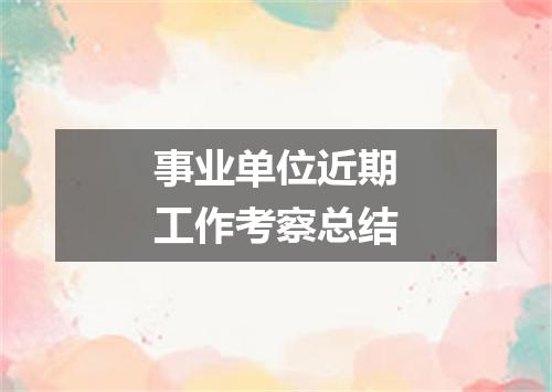 事业单位近期工作考察总结