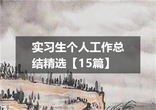 实习生个人工作总结精选【15篇】