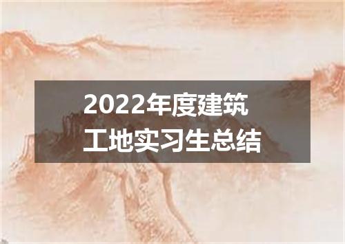2022年度建筑工地实习生总结