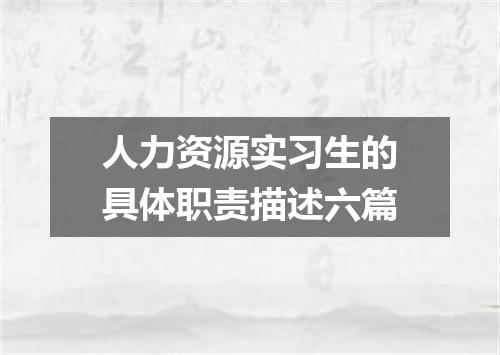 人力资源实习生的具体职责描述六篇