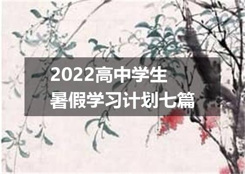 2022高中学生暑假学习计划七篇