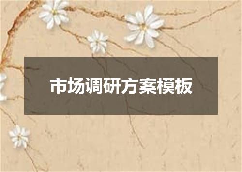 市场调研方案模板