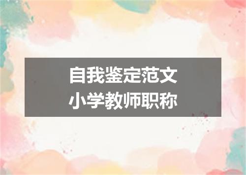 自我鉴定范文小学教师职称