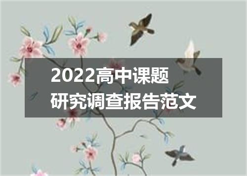 2022高中课题研究调查报告范文
