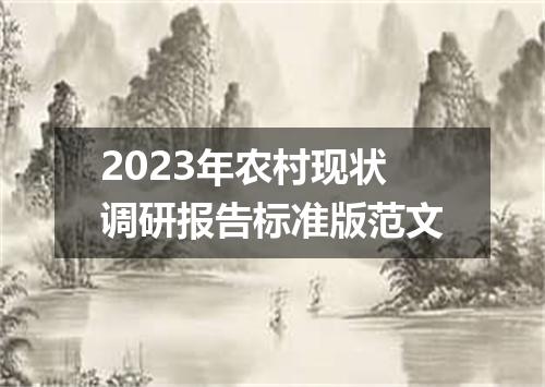 2023年农村现状调研报告标准版范文