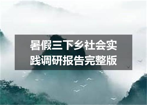 暑假三下乡社会实践调研报告完整版