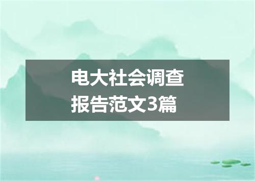 电大社会调查报告范文3篇
