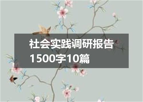 社会实践调研报告1500字10篇