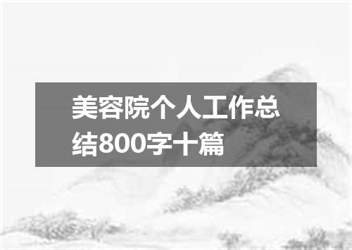 美容院个人工作总结800字十篇