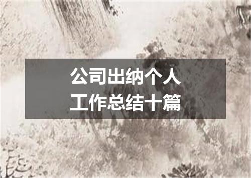 公司出纳个人工作总结十篇