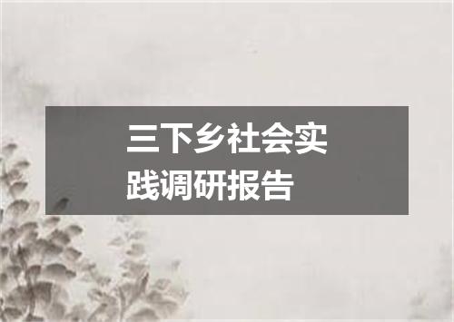 三下乡社会实践调研报告