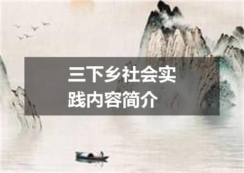 三下乡社会实践内容简介