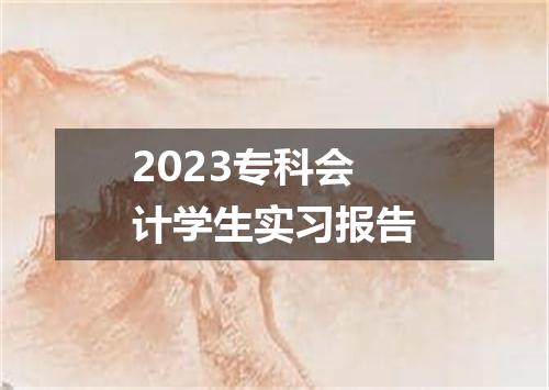 2023专科会计学生实习报告