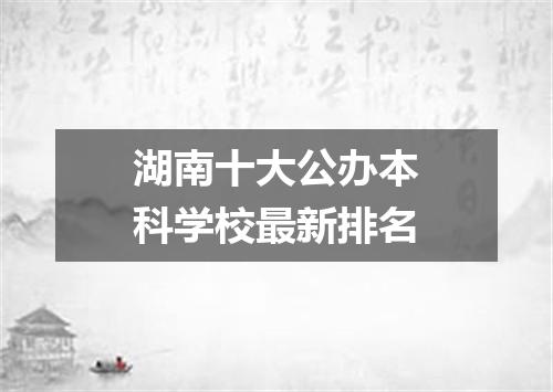 湖南十大公办本科学校最新排名