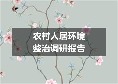 农村人居环境整治调研报告