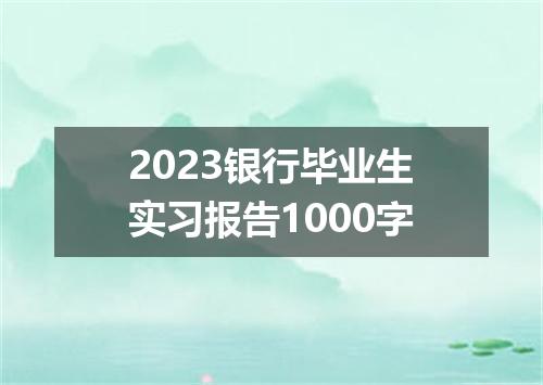 2023银行毕业生实习报告1000字