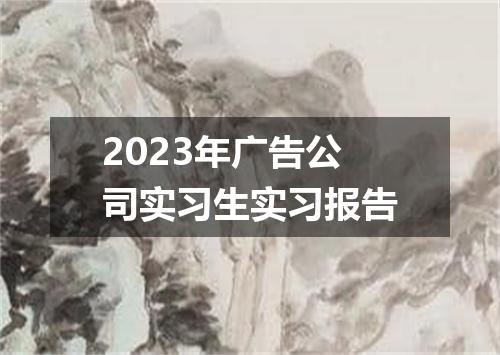 2023年广告公司实习生实习报告