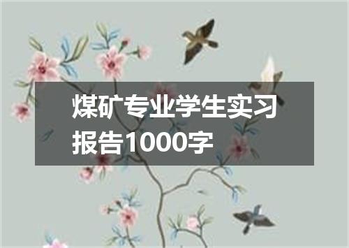 煤矿专业学生实习报告1000字