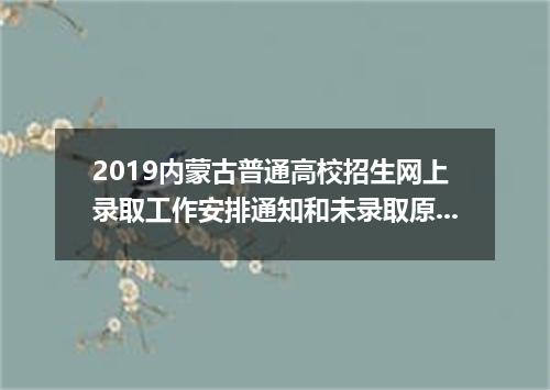 2019内蒙古普通高校招生网上录取工作安排通知和未录取原因代码