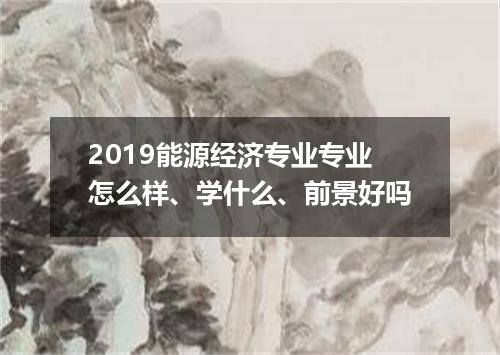 2019能源经济专业专业怎么样、学什么、前景好吗