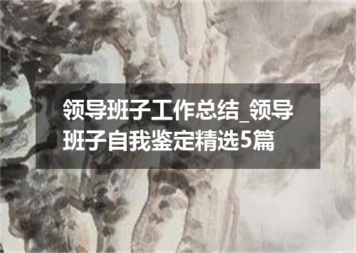 领导班子工作总结_领导班子自我鉴定精选5篇