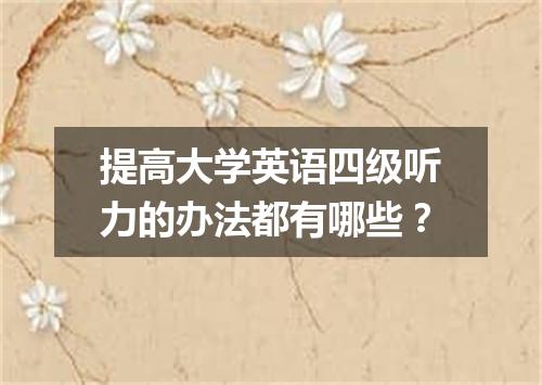 提高大学英语四级听力的办法都有哪些？