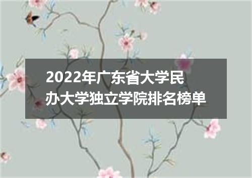 2022年广东省大学民办大学独立学院排名榜单