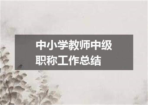 中小学教师中级职称工作总结
