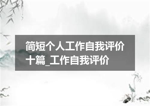 简短个人工作自我评价十篇_工作自我评价