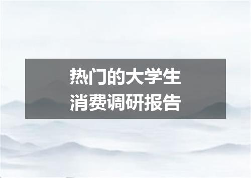 热门的大学生消费调研报告