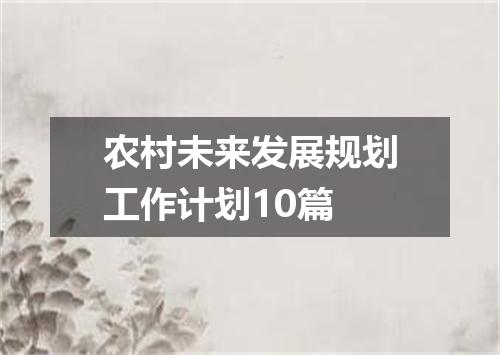 农村未来发展规划工作计划10篇