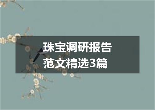 珠宝调研报告范文精选3篇