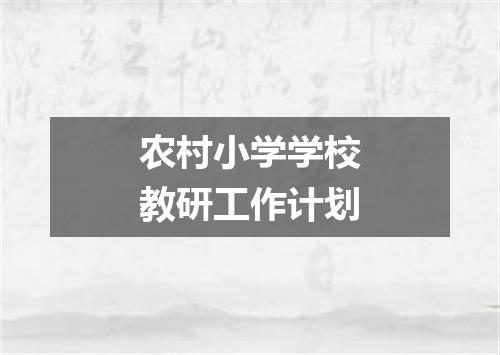 农村小学学校教研工作计划