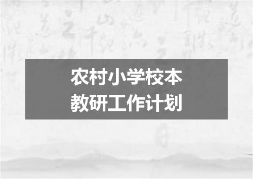 农村小学校本教研工作计划