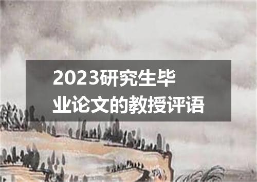 2023研究生毕业论文的教授评语