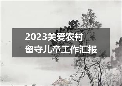 2023关爱农村留守儿童工作汇报