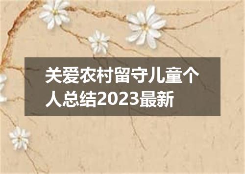 关爱农村留守儿童个人总结2023最新