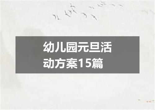 幼儿园元旦活动方案15篇